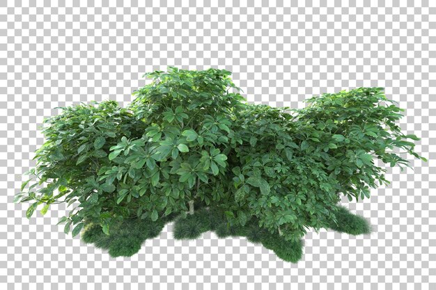 Paisaje verde aislado sobre fondo transparente ilustración de renderizado 3d