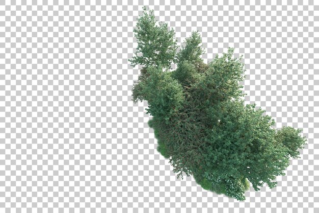 Paisaje verde aislado sobre fondo transparente ilustración de renderizado 3d