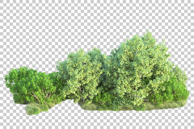Paisaje verde aislado sobre fondo transparente ilustración de renderizado 3d