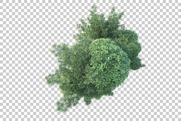 Paisaje verde aislado sobre fondo transparente ilustración de renderizado 3d