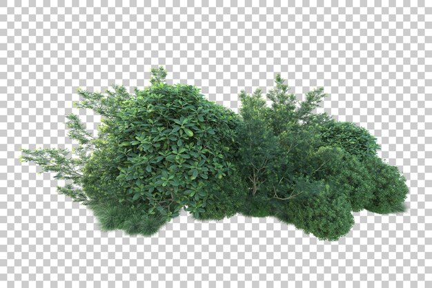 Paisaje verde aislado sobre fondo transparente ilustración de renderizado 3d