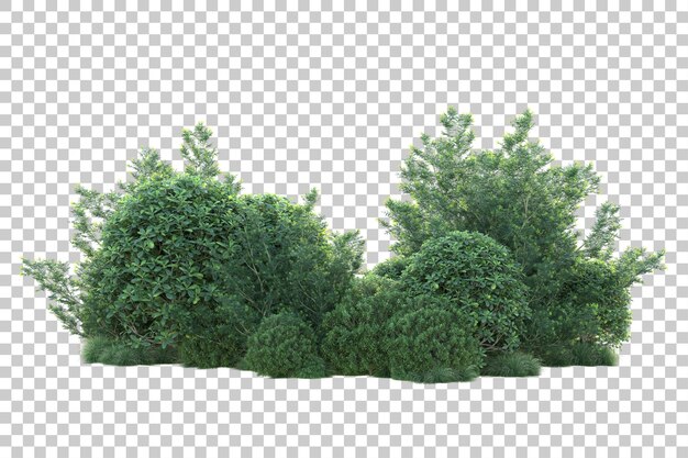 Paisaje verde aislado sobre fondo transparente ilustración de renderizado 3d