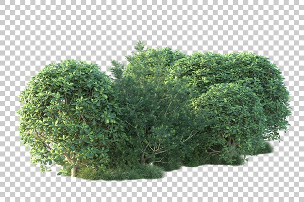 Paisaje verde aislado sobre fondo transparente ilustración de renderizado 3d