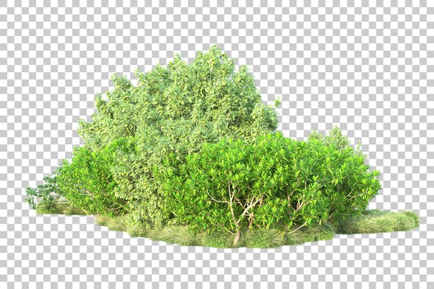 Paisaje verde aislado sobre fondo transparente ilustración de renderizado 3d