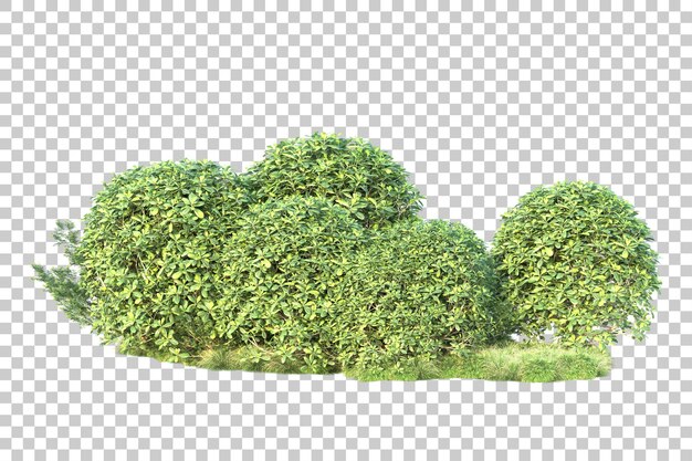 Paisaje verde aislado sobre fondo transparente ilustración de renderizado 3d