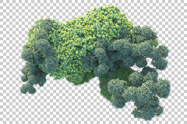 Paisaje verde aislado sobre fondo transparente ilustración de renderizado 3d