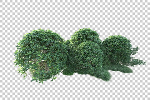 Paisaje verde aislado sobre fondo transparente ilustración de renderizado 3d
