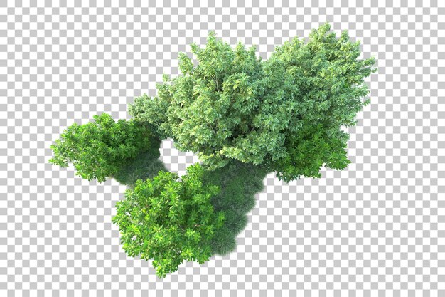 Paisaje verde aislado sobre fondo transparente ilustración de renderizado 3d