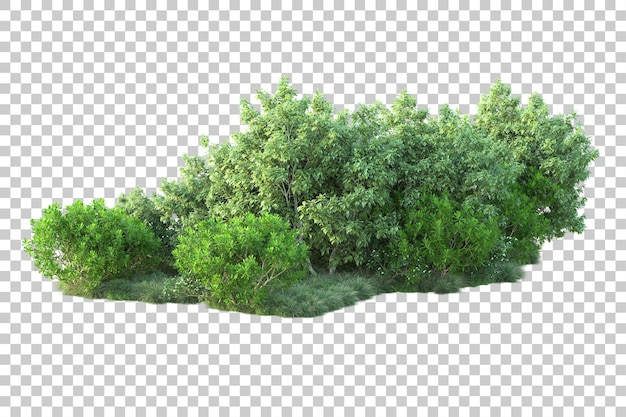 Paisaje verde aislado sobre fondo transparente ilustración de renderizado 3d