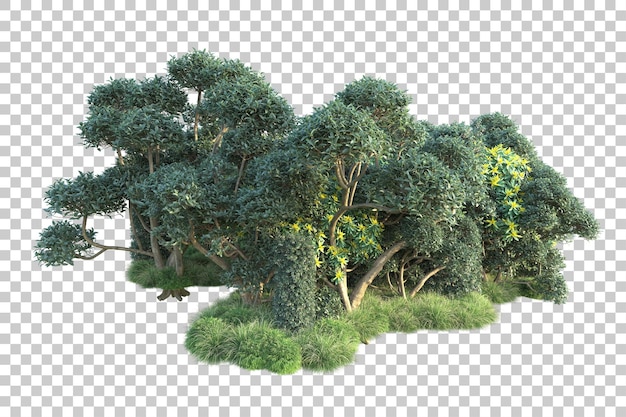 Paisaje verde aislado sobre fondo transparente ilustración de renderizado 3d