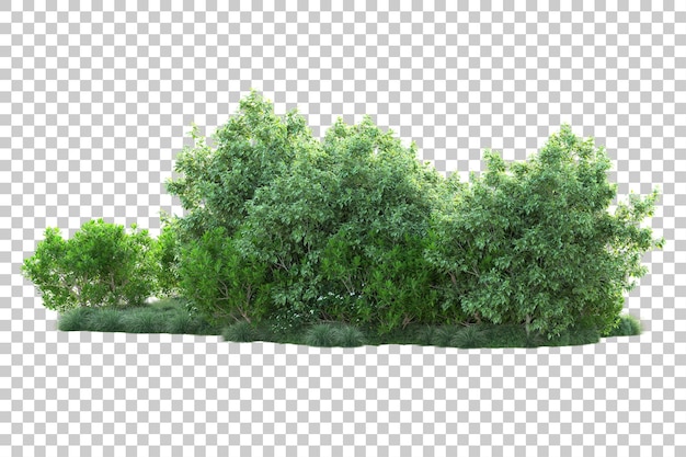 Paisaje verde aislado sobre fondo transparente ilustración de renderizado 3d