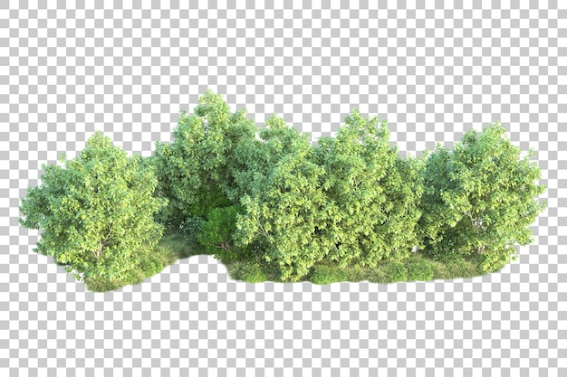 Paisaje verde aislado sobre fondo transparente ilustración de renderizado 3d