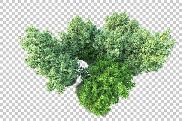 Paisaje verde aislado sobre fondo transparente ilustración de renderizado 3d