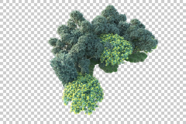 Paisaje verde aislado sobre fondo transparente ilustración de renderizado 3d