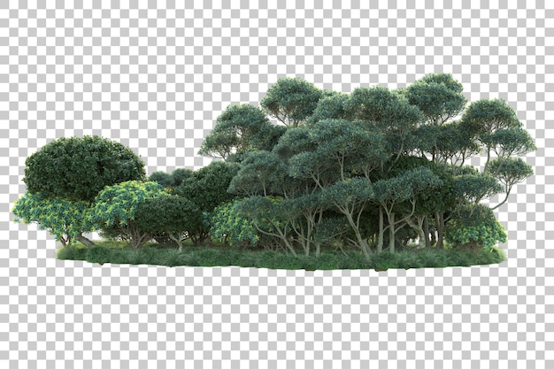 Paisaje verde aislado sobre fondo transparente ilustración de renderizado 3d