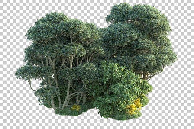Paisaje verde aislado sobre fondo transparente ilustración de renderizado 3d