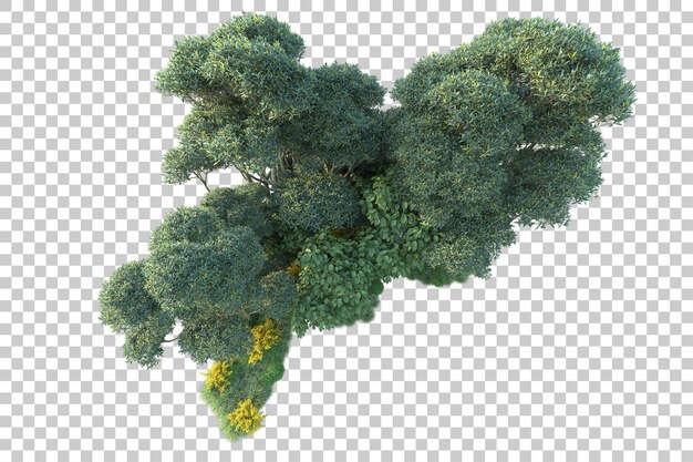 Paisaje verde aislado sobre fondo transparente ilustración de renderizado 3d