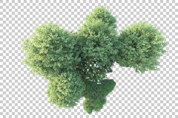 Paisaje verde aislado sobre fondo transparente ilustración de renderizado 3d