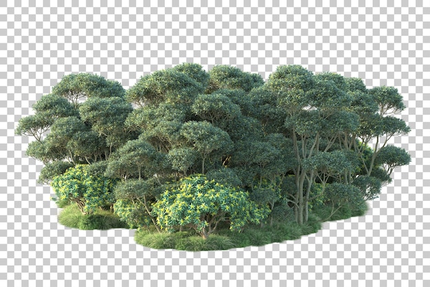 Paisaje verde aislado sobre fondo transparente ilustración de renderizado 3d