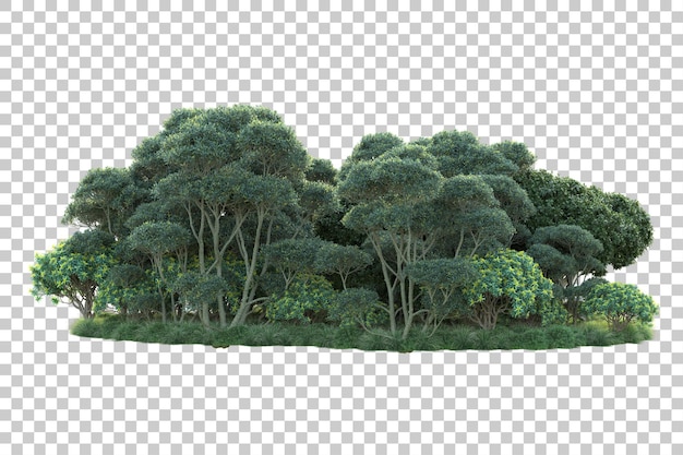 Paisaje verde aislado sobre fondo transparente ilustración de renderizado 3d