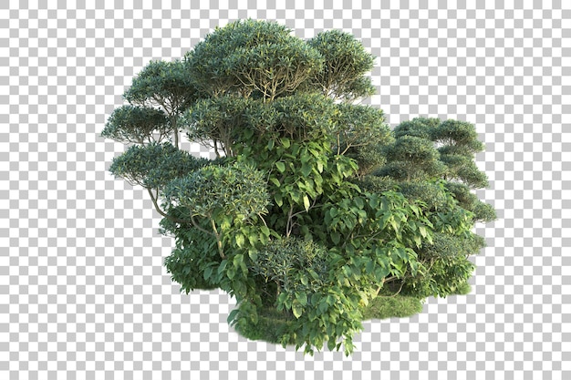 Paisaje verde aislado sobre fondo transparente ilustración de renderizado 3d