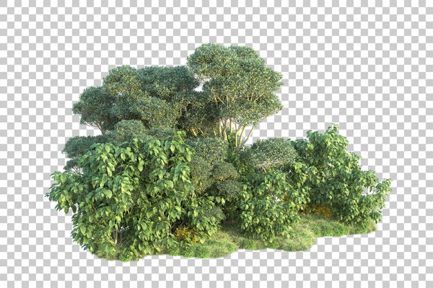 Paisaje verde aislado sobre fondo transparente ilustración de renderizado 3d