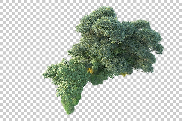 Paisaje verde aislado sobre fondo transparente ilustración de renderizado 3d