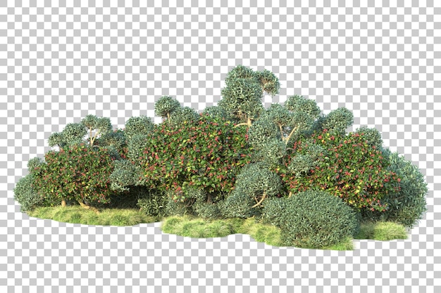 Paisaje verde aislado sobre fondo transparente ilustración de renderizado 3d