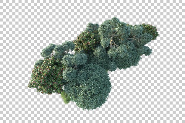 Paisaje verde aislado sobre fondo transparente ilustración de renderizado 3d