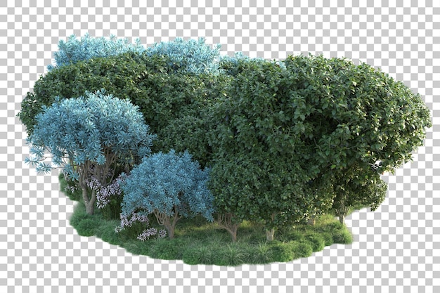 Paisaje verde aislado sobre fondo transparente ilustración de renderizado 3d