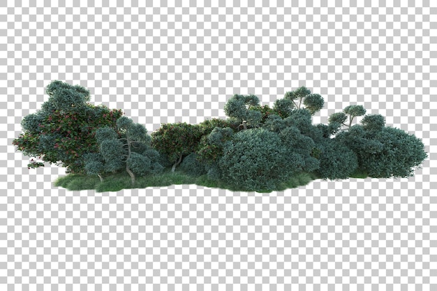 Paisaje verde aislado sobre fondo transparente ilustración de renderizado 3d