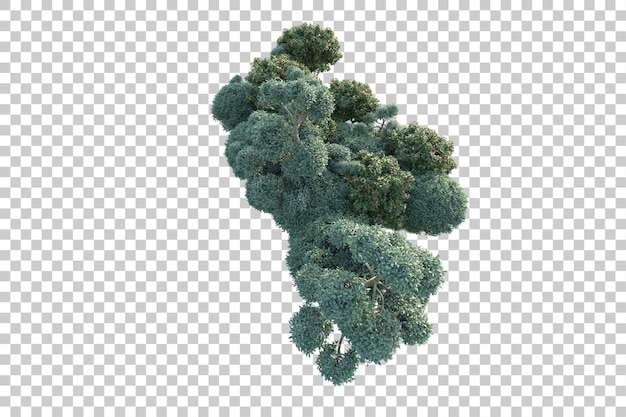 Paisaje verde aislado sobre fondo transparente ilustración de renderizado 3d