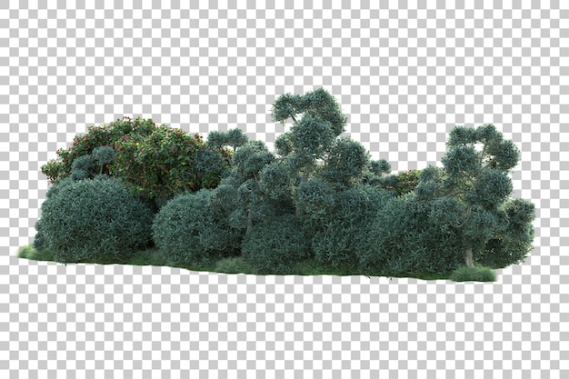 Paisaje verde aislado sobre fondo transparente ilustración de renderizado 3d