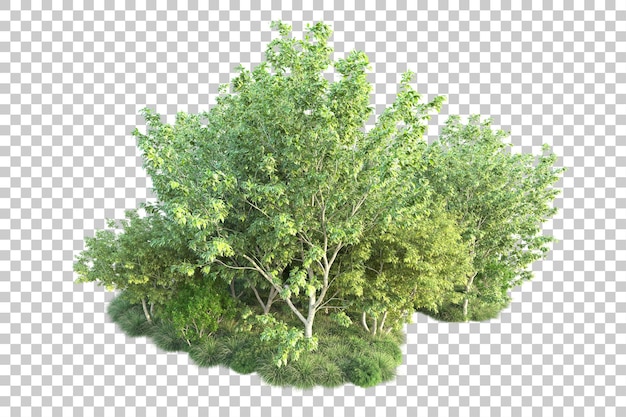 Paisaje verde aislado sobre fondo transparente ilustración de renderizado 3d