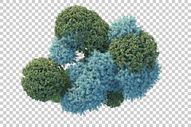 Paisaje verde aislado sobre fondo transparente ilustración de renderizado 3d