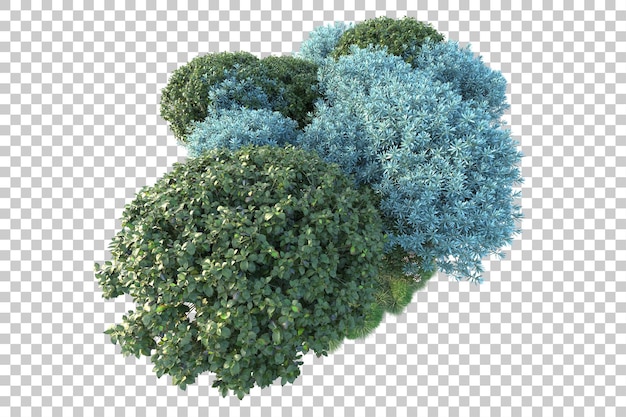 Paisaje verde aislado sobre fondo transparente ilustración de renderizado 3d