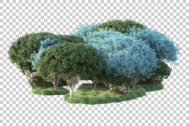 Paisaje verde aislado sobre fondo transparente ilustración de renderizado 3d