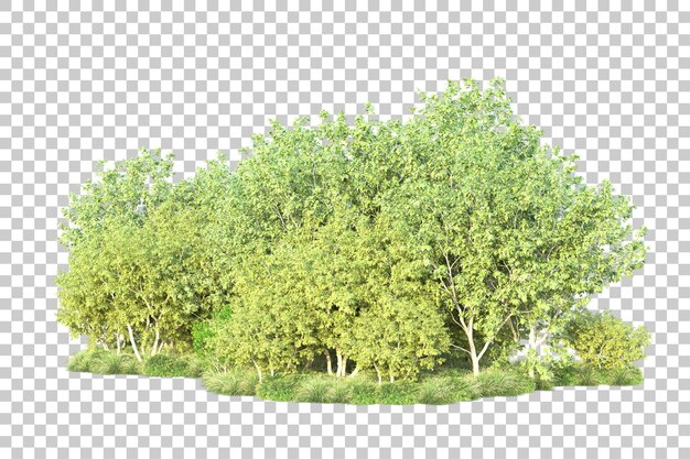 Paisaje verde aislado sobre fondo transparente ilustración de renderizado 3d