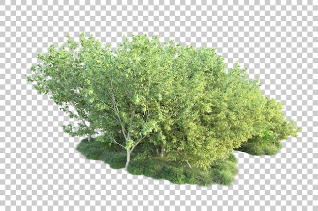 Paisaje verde aislado sobre fondo transparente ilustración de renderizado 3d