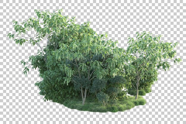 Paisaje verde aislado sobre fondo transparente ilustración de renderizado 3d