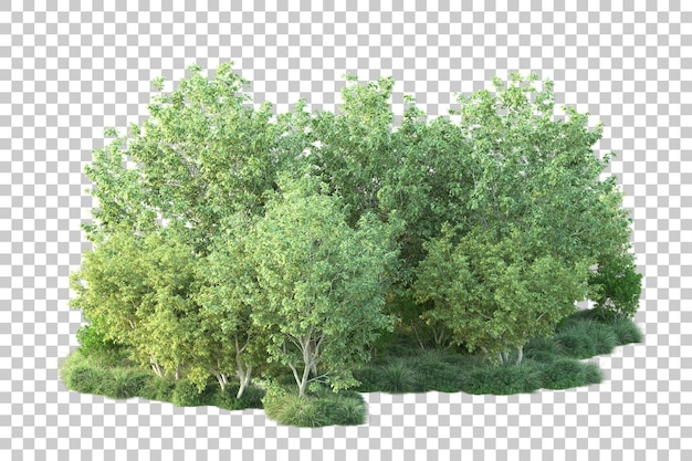 Paisaje verde aislado sobre fondo transparente ilustración de renderizado 3d
