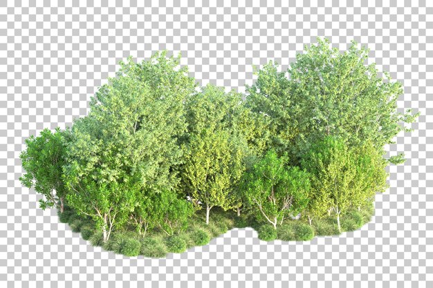 Paisaje verde aislado sobre fondo transparente ilustración de renderizado 3d