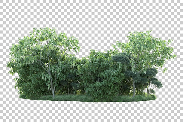 Paisaje verde aislado sobre fondo transparente ilustración de renderizado 3d