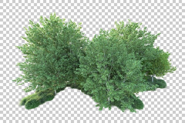 Paisaje verde aislado sobre fondo transparente ilustración de renderizado 3d