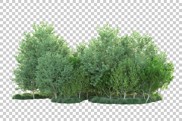 Paisaje verde aislado sobre fondo transparente ilustración de renderizado 3d