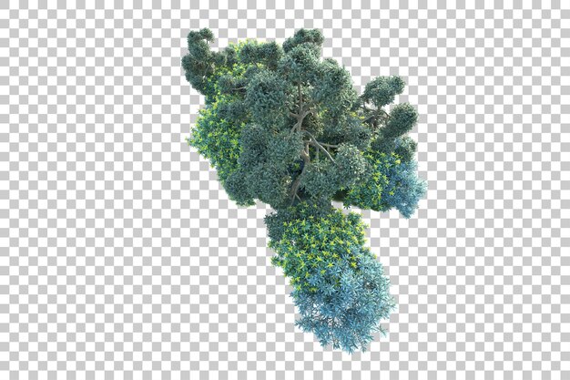 Paisaje verde aislado sobre fondo transparente ilustración de renderizado 3d