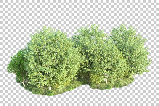 Paisaje verde aislado sobre fondo transparente ilustración de renderizado 3d