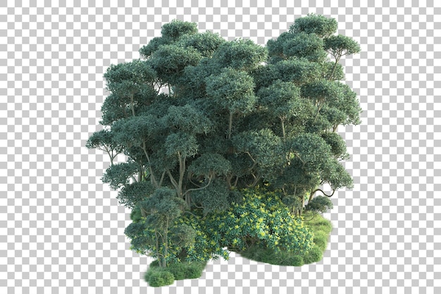 Paisaje verde aislado sobre fondo transparente ilustración de renderizado 3d