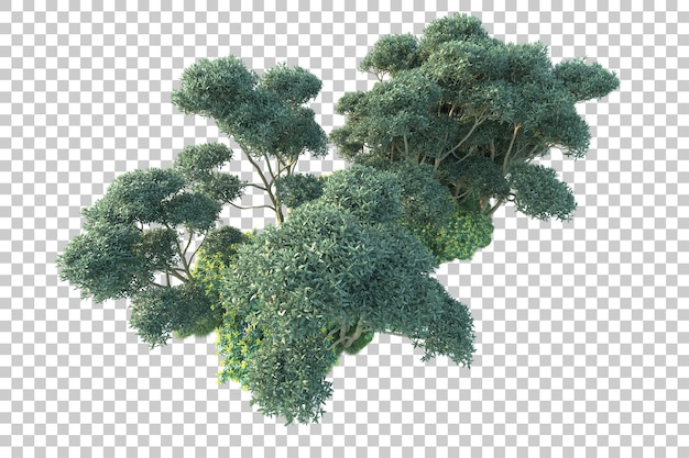 Paisaje verde aislado sobre fondo transparente ilustración de renderizado 3d