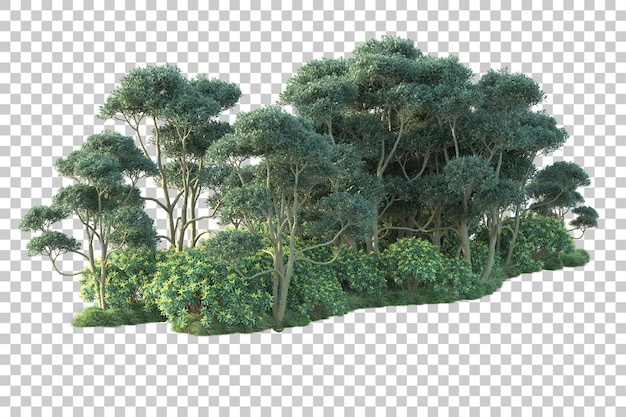 Paisaje verde aislado sobre fondo transparente ilustración de renderizado 3d